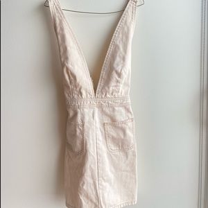 bdg plunge v neck off white denim dress